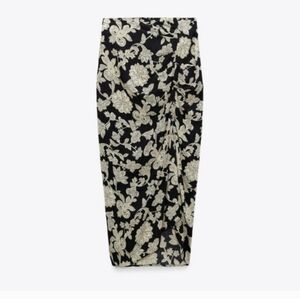 ZARA Paisley Floral Midi Skirt